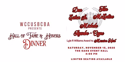 WCCUSBCBA Annual Hall of Fame and Honors Dinner