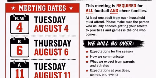 MANDATORY Parent Meeting - Tackle B (Football & Cheer)