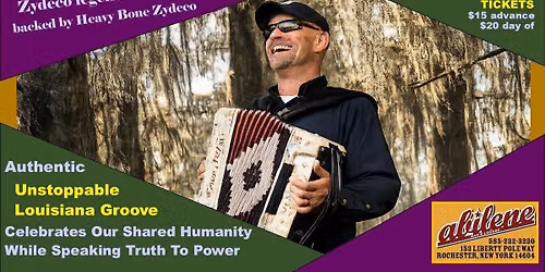 Horace Trahan, Zydeco legend from Ossun Louisiana \u2026 backed by Heavy Bone Zydeco - Abilene, Tue 8\/11