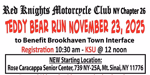 Red Knights NY26 Motorcycle Club Teddy Bear Ride