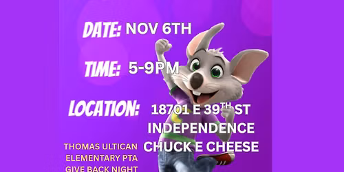 Chuck E Cheese Fundraiser Night
