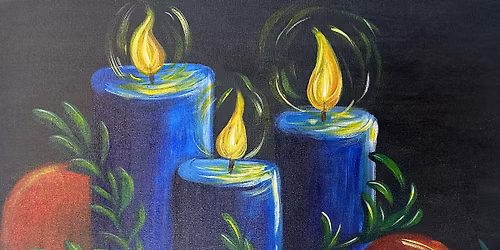 \u2728 Merry & Bright Holiday Season Savings! - Holiday Candle Canvas Paint & Sip Class