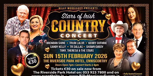 Stars Of Irish Country Concert At The Riverside Park Hotel
