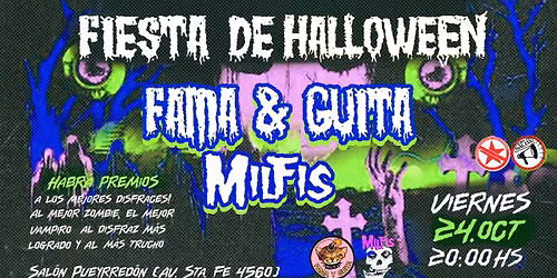 VIE 24\/10 \u2022 Fiesta Halloween con Fama & Guita y Milfis en Sal\u00f3n Pueyrred\u00f3n!