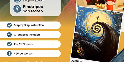 "Nightmare in the Starry Sky" Paint and Sip: Pinstripes San Mateo
