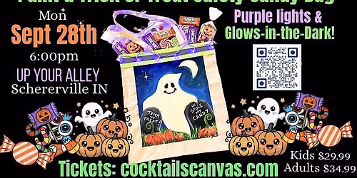 Paint a GLOW-in-the-DARK Trick or Treat Safety Halloween Candy Bag Event!
