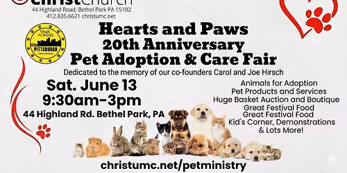 Hearts and Paws 20th Anniversary Pet Adoption & Care Fair