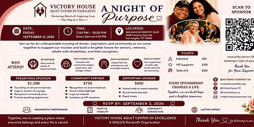 'A Night of Purpose: An evening of awarness, compassion, need, hope and belief.