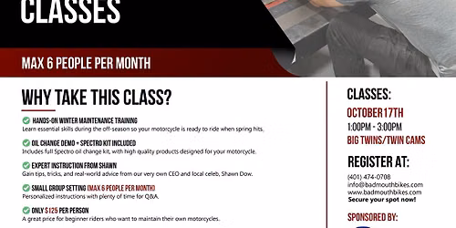 Winter Maintenance Classes - Big Twins\/Twin Cams