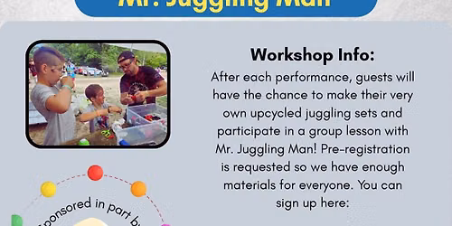 Mr. Juggling Man will make his first appearance at Sandcastles Children's Museum!