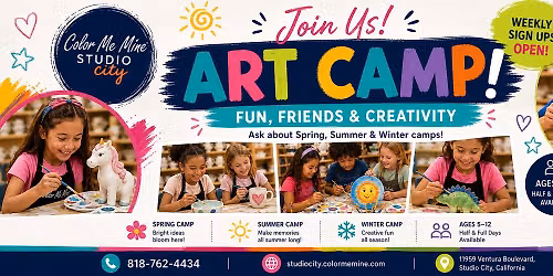SUMMER ART CAMP 2026 - Color Me Mine Studio City