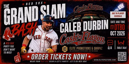 The GRAND SLAM BASH BOSTON RED SOX CALEB DURBIN CASK\u2019N FLAGON