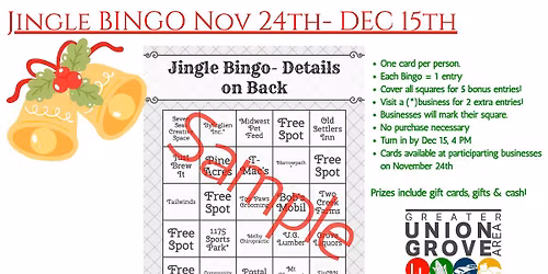 Jingle Bingo - Each Bingo = One Entry