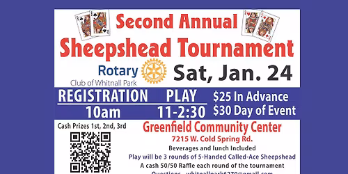 Second Annual Sheepshead Tournament Hosted by Whitnall Park Rotary Club