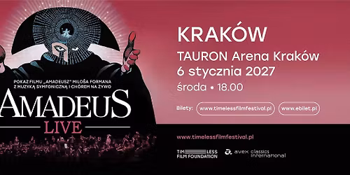 Amadeus Live \u2013 pokaz filmu Milo\u0161a Formana z muzyk\u0105 symfoniczn\u0105 i ch\u00f3raln\u0105 na \u017cywo w TAURON Arena