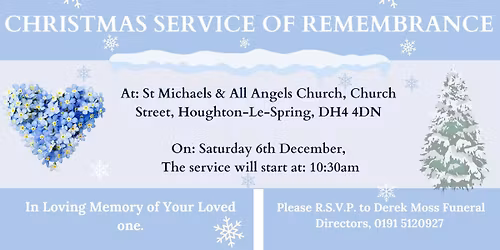 Derek Moss Annual Christmas Service of Remembrance 2025