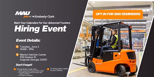 Forklift Operators | MAU at Kimberly-Clark Hiring Event!