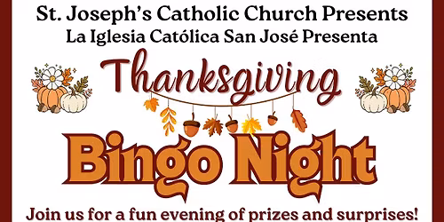 Thanksgiving Bingo Night! \u00a1Noche de Bingo de Acci\u00f3n de Gracias!