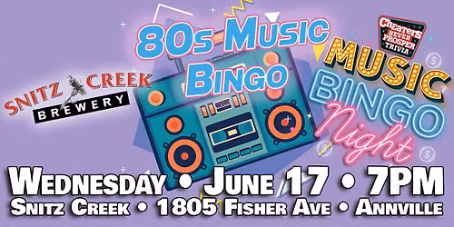 80s Music Bingo at Snitz Creek Brewery - Annville