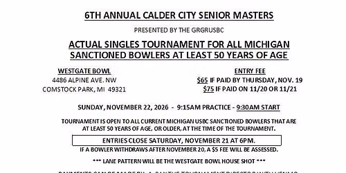 2026 Calder City Senior Masters