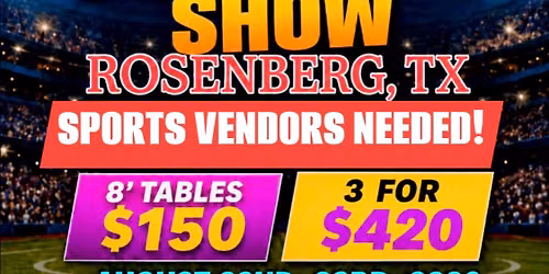 SPORTS VENDORS WANTED AUG 22-23