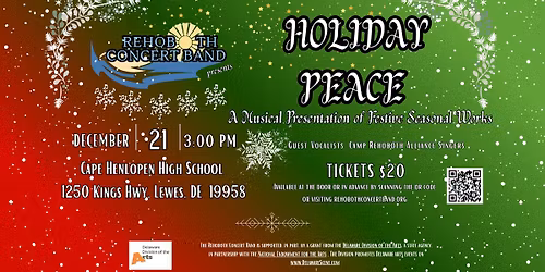 Rehoboth Concert Band presents Holiday Peace: A Musical Presentation of Festive Seasonal Works