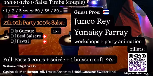Fantastique Yunaisy y Junco workshop et soir\u00e9e Salsa au Casino de Montbenon avec Salsamas