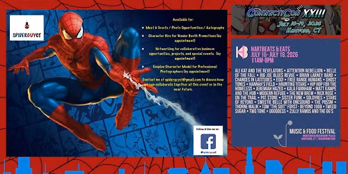 Spider-Man Live Character Appearance at 2026 Hartbeats & Eats Music & Food Festival (Hartford, CT)