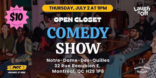 THURSDAY Stand-Up Comedy Show in Montreal (In English) \u2013 July 2, 2026