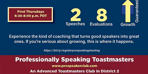 Professionally Speaking Toastmasters Meeting - Hybrid