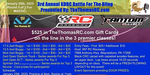 4th Annual KDRC Battle For The Bling - Presented By: TheThomasRC (MACOC round 3)