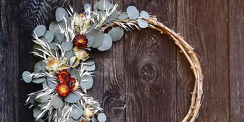 Festive Dried Flower Wreath, Sunday December 7th, 11am-1pm