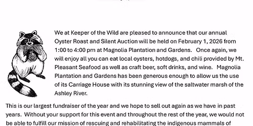 Keeper of the Wild Oyster Roast