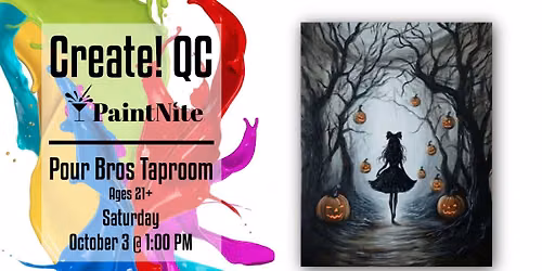 Paint Nite at Pour Bros Taproom Moline: Spooky Forest Halloween Walk