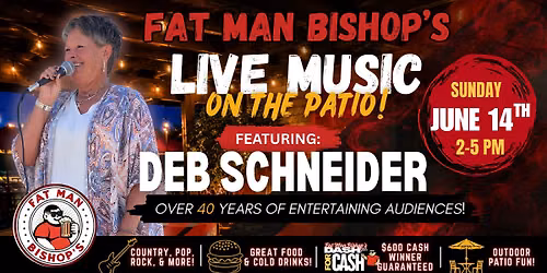 \ud83c\udfb6 Live on the Patio: Deb Schneider at Fat Man Bishop's \ud83c\udfb6