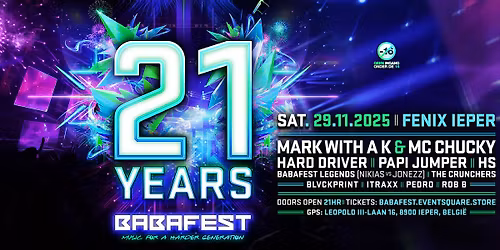 21 YEARS BABAFEST - 29\/11\/25 IEPER