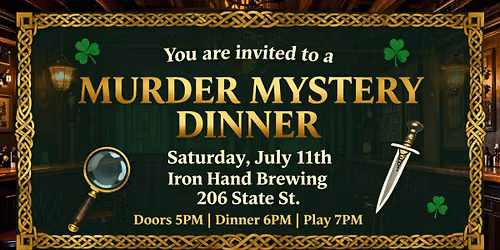 \ud83d\udd0e Murder at the Jug & Jig Irish Pub | Murder Mystery Dinner at Iron Hand Brewing \ud83c\udf40
