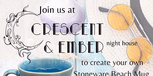 Stoneware Beach Mugs at Crescent & Ember - night house