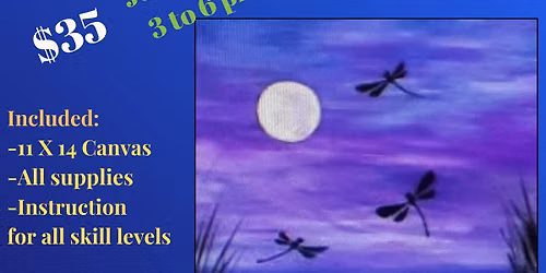 Dragonflies at Dusk Acrylic paint event