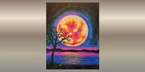 \ud83c\udfa8\ud83c\udf19 Paint and Sip: Neon Glowing Moon \ud83d\udc9c\u2728