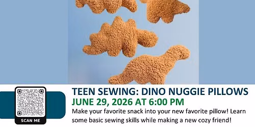 Teen Sewing Dino Nuggie Pillows 