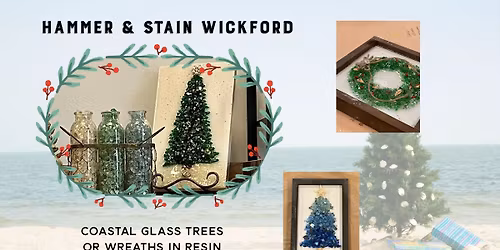 11\/16\/25 11-2pm holiday glass wreath and Christmas tree in resin