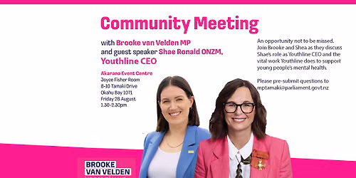 Community Meeting with Shae Ronald ONZM, Youthline CEO