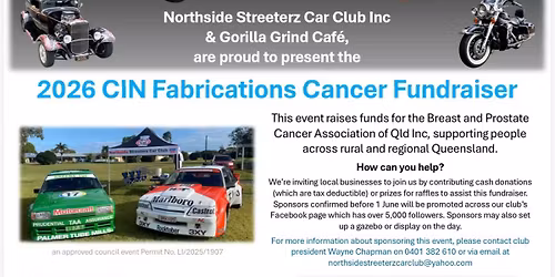 Cars and caffeine at gorilla grind cafe presents CIN Fabrications 2026 cancer fundraiser 