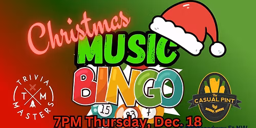 Christmas Music Bingo at The Casual Pint!
