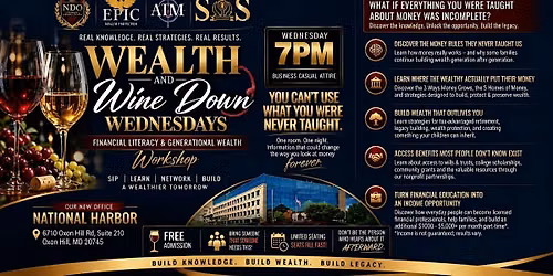 National Harbor Wine Down Wednesday Wealth & Opportunity Workshop