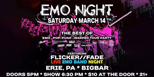 Flicker \/\/ Fade EMO Band at BIGBAR 7-10PM!