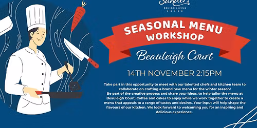 \ud83d\udc68\u200d\ud83c\udf73Seasonal Menu Workshop\ud83d\udc68\u200d\ud83c\udf73