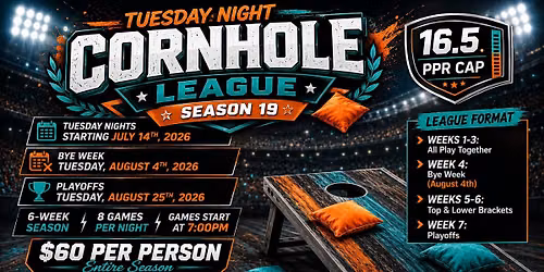 Tuesday Night Cornhole League - Season 19