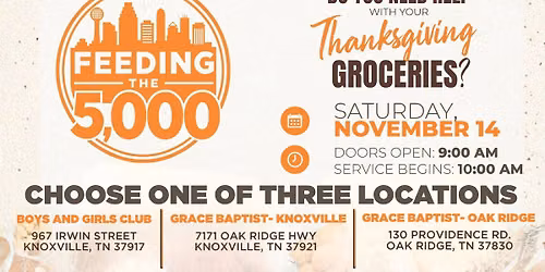 Feeding the 5,000 2026 - THREE LOCATIONS Saturday, November 14